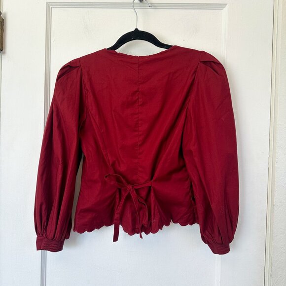 Reformation | Elianna Cotton Top Blouse in Chianti Burgundy Red Wine Size 2 $188 - Picture 5 of 7